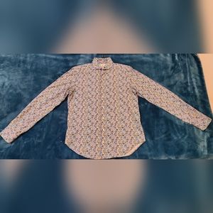 Emmanuel Berg Mens Long Sleeve Shirt, Size 39cm 15 1/2" Medium Multicolor Floral